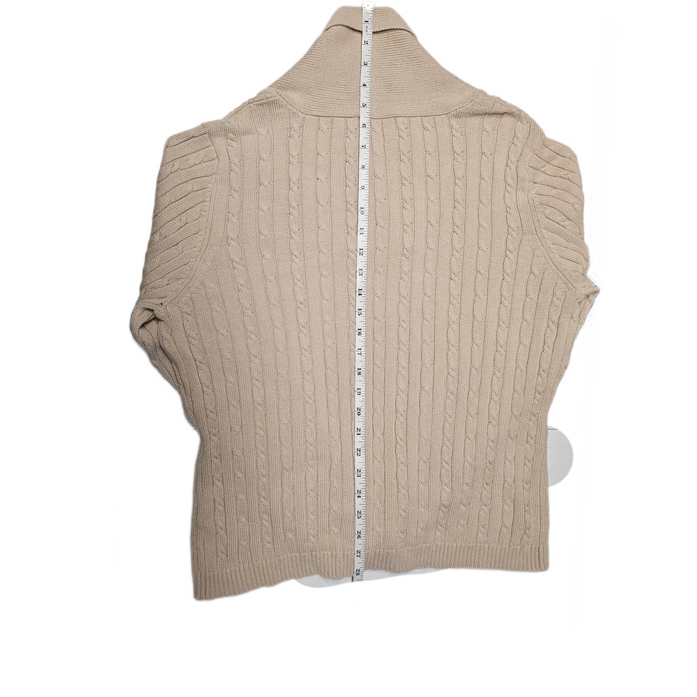 Charter Club Shawl Collar Cable Knit Pullover Sweater Beige Long Sleeve Cotton - Picture 10 of 14